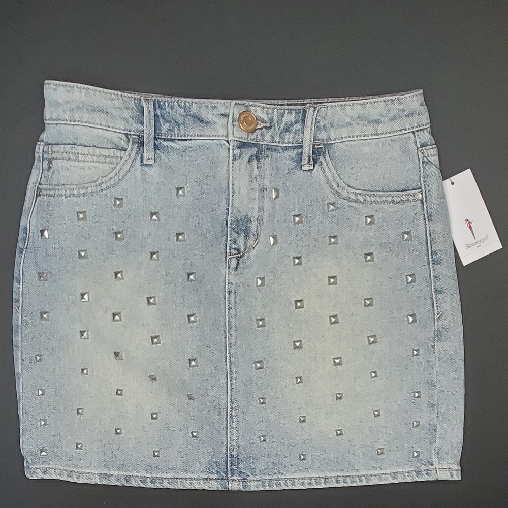 Skinnygirl A-line 5-pocket Studded Jean Skirt 24 - Picture 4 of 7